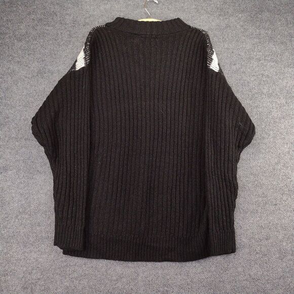 Vintage Carriage Court Womens Sweater Size Large Black White Diamond Geometric - Picture 3 of 11